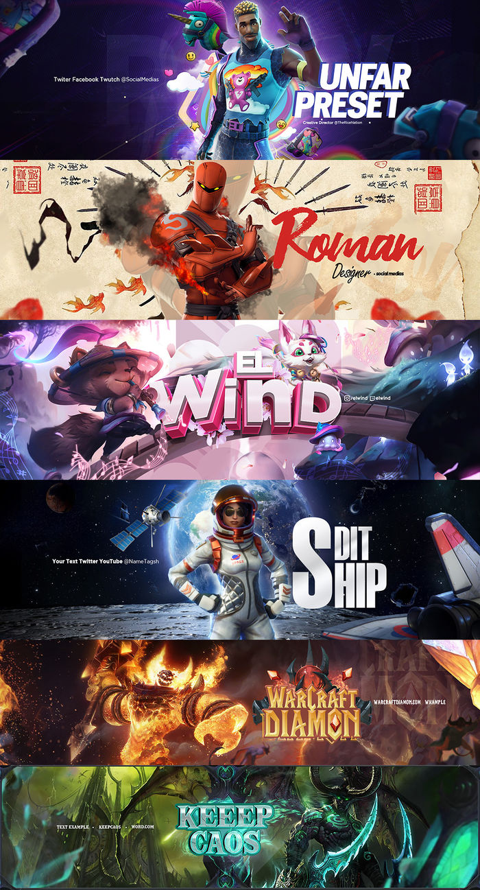 Gaming Branding headers pack #1
