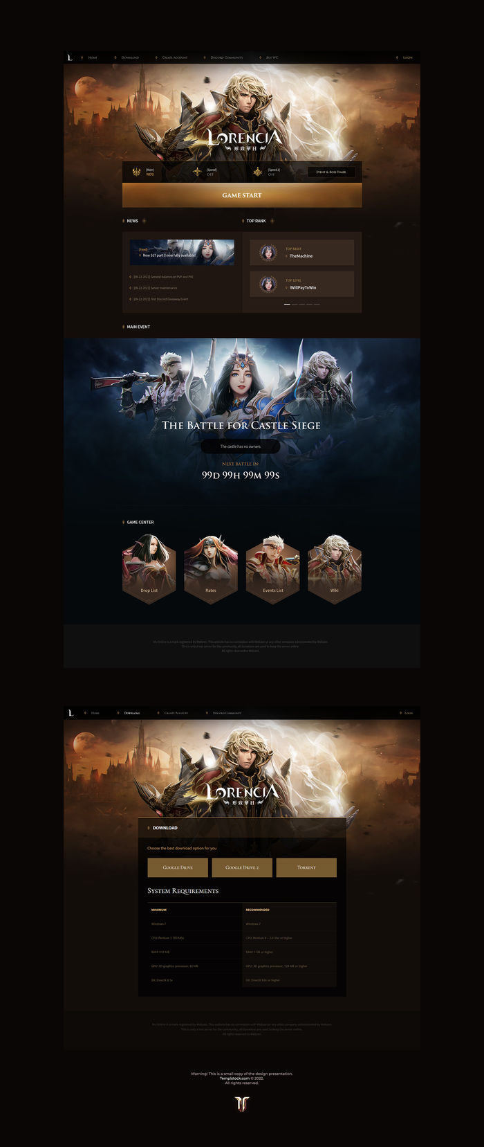 Lorencia New Season Game Website Template