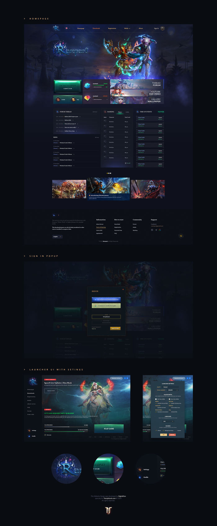 PW Rampart Game Website Template